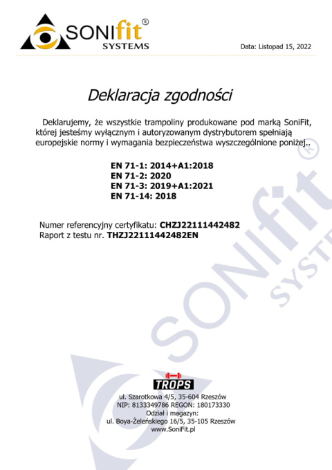 TRAMPOLINA OGRODOWA 10FT 305-312CM, 4 PODWÓJNE NOGI /SONIFIT TRAMPOLINA OGRODOWA 10FT 305-312CM, 4 PODWÓJNE NOGI /SONIFIT