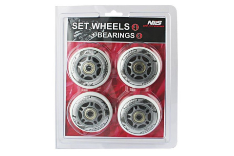 KÓŁKA DO ROLEK 72X24 82A PU BIAŁ. 4SZT + ABEC-7 8SZT /NILS
