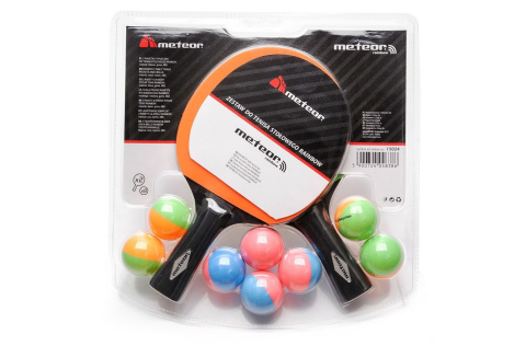 PALETKI DO PING PONGA Z PIŁECZKAMI RAINBOW /METEOR