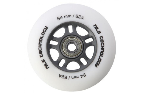 KÓŁKA DO ROLEK PU 84X24 82A BIAŁ. 4SZT + ABEC-9 CHROME 8SZT /NILS