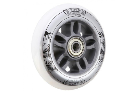 KÓŁKA DO ROLEK PU 90X24 82A BIAŁ. 4SZT + ABEC-7 CHROME 8SZT /NILS