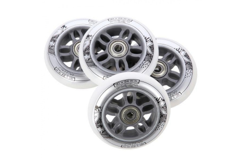 KÓŁKA DO ROLEK PU 90X24 82A BIAŁ. 4SZT + ABEC-7 CHROME 8SZT /NILS