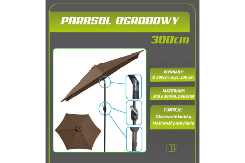 PARASOL OGRODOWY S1031668 300CM /SASKA GARDEN PARASOL OGRODOWY S1031668 300CM /SASKA GARDEN
