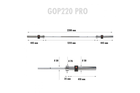 GRYF PROSTY OLIMPIJSKI GOP220 PRO 220CM /HMS GRYF PROSTY OLIMPIJSKI GOP220 PRO 220CM /HMS