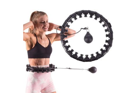 HULA HOP Z WYPUSTKAMI I OBCIĄŻNIKIEM HHW01-BLK 45CM /HMS
