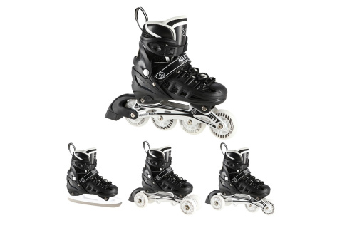 ŁYŻWOROLKI REGULOWANE 4W1 NH10905 BLK ROZM. S (31-34) /NILS