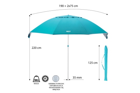 PARASOL PLAŻOWY NC7822 220CM XL /NILS CAMP