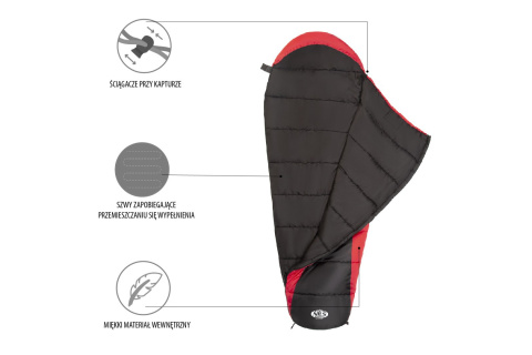 ŚPIWÓR CZARNO-CZERWONY NC2012 /NILS CAMP