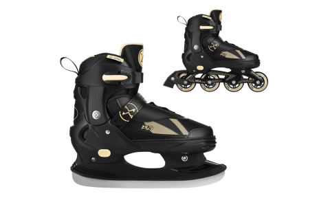 ŁYŻWOROLKI 2W1 ENZO BEŻOWE ROZM. XS(28-31) Z WYM. PŁOZĄ /NILS EXTREME