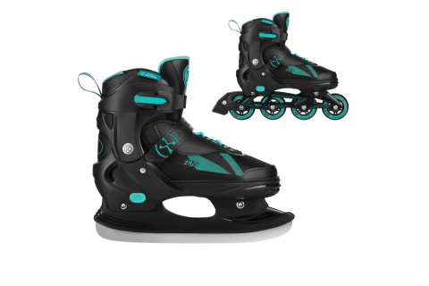 ŁYŻWOROLKI 2W1 ENZO TURKUSOWE ROZM. L(40-43) Z WYM. PŁOZĄ /NILS EXTREME