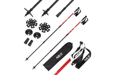 KIJE TREKKINGOWE ALUMINIOWE RED TK8601 /NILS KIJE TREKKINGOWE ALUMINIOWE RED TK8601 /NILS
