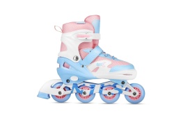 ŁYŻWOROLKI LED + OCHRANIACZE MOONBEAM BIAŁE ROZM. L(39-42) ZESTAW NA0189 /NILS EXTREME