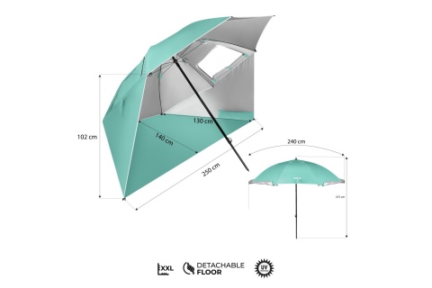 PARASOL/PARAWAN PLAŻOWY 2W1 XXL 240 CM ZIELONY NC17114 /NILS PARASOL/PARAWAN PLAŻOWY 2W1 XXL 240 CM ZIELONY NC17114 /NILS