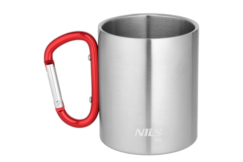 KUBEK KEMPINGOWY Z KARABIŃCZYKIEM 300 ML STAL NIERDZEWNA CZERWONY NC17110 /NILS CAMP