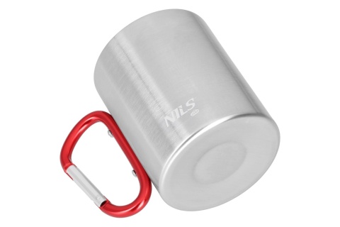 KUBEK KEMPINGOWY Z KARABIŃCZYKIEM 300 ML STAL NIERDZEWNA CZERWONY NC17110 /NILS CAMP