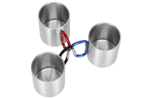 KUBEK KEMPINGOWY Z KARABIŃCZYKIEM 300 ML STAL NIERDZEWNA CZERWONY NC17110 /NILS CAMP