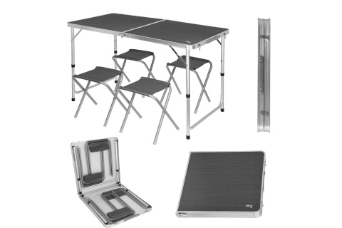 STÓŁ I KRZESŁA ZESTAW CIEMNOSZARY NC1633 /NILS CAMP