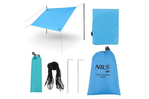 PŁACHTA BIWAKOWA KEMPINGOWA 230X140 CM NIEBIESKI NC17111 TARP /NILS CAMP