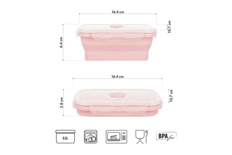 POJEMNIK/LUNCH BOX SKŁADANY RÓŻOWY 500ML NC4105 /NILS CAMP POJEMNIK/LUNCH BOX SKŁADANY RÓŻOWY 500ML NC4105 /NILS CAMP