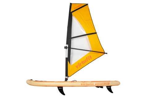 DESKA SUP POMARAŃCZOWA - Z ŻAGLEM WIATROWYM I AKCESORIAMI - SURFER 305 /VIRTUFIT