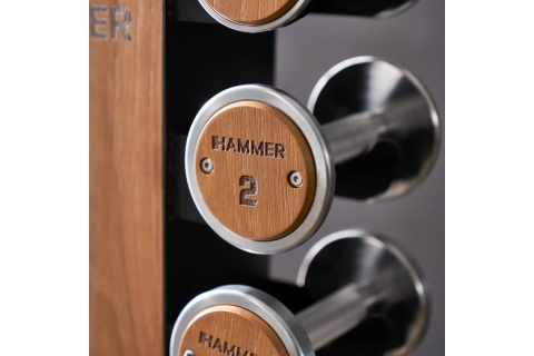 HANTLE DREWNIANO-STALOWE 1-10 KG ZESTAW Z STOJAKIEM /HAMMER