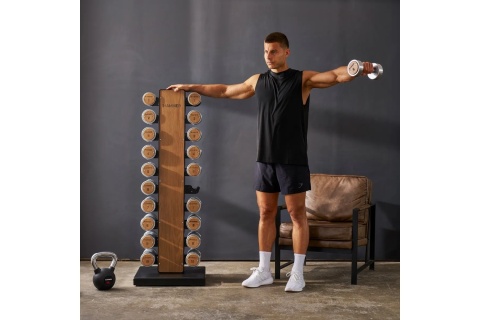 HANTLE DREWNIANO-STALOWE 1-10 KG ZESTAW Z STOJAKIEM /HAMMER